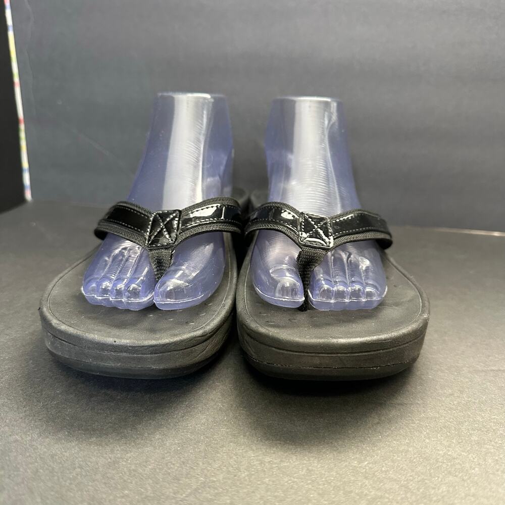 Vionic Womens size 11 High Tide Black Patent Leather Thong Sandals tvw4895 - Picture 3 of 7